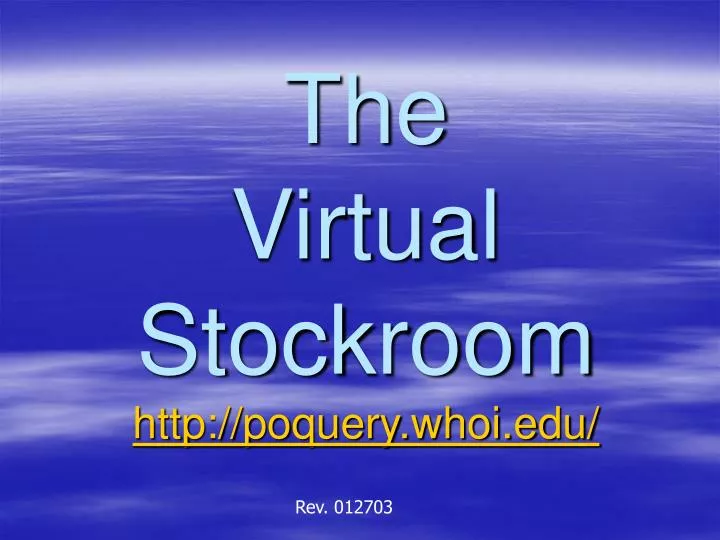 the virtual stockroom http poquery whoi edu