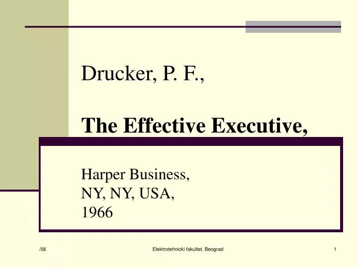 drucker p f the effective executive harper business ny ny usa 1966