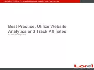 Best Practice: Utilize Website Analytics and Track Affiliate