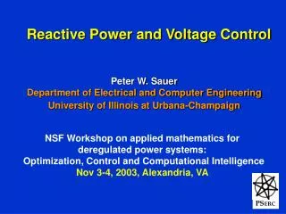 Reactive Power and Voltage Control