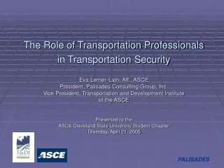 The Role of Transportation Professionals in Transportation Security