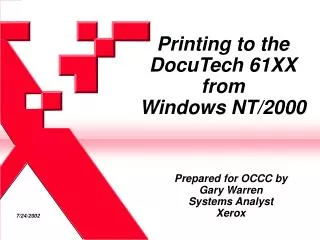 Printing to the DocuTech 61XX from Windows NT/2000