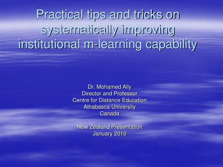 practical tips and tricks on systematically improving institutional m learning capability