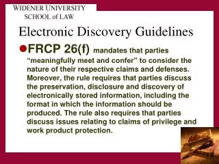 Electronic Discovery Guidelines