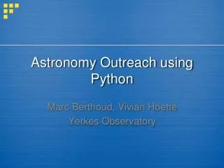 Astronomy Outreach using Python