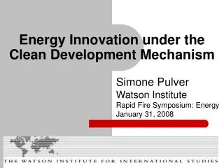Energy Innovation under the Clean Development Mechanism