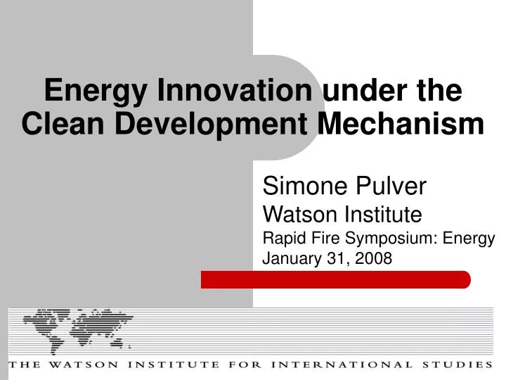 energy innovation under the clean development mechanism