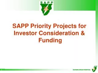SAPP Priority Projects for Investor Consideration &amp; Funding