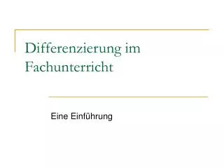differenzierung im fachunterricht