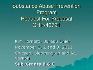 Substance Abuse Prevention Program Request For Proposal CHP-49791