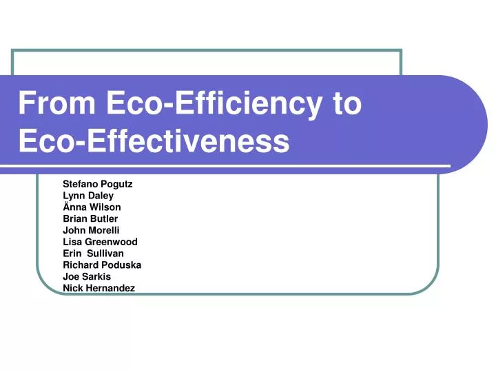 from eco efficiency to eco effectiveness