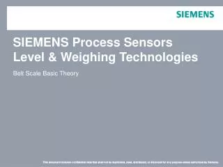 SIEMENS Process Sensors Level &amp; Weighing Technologies