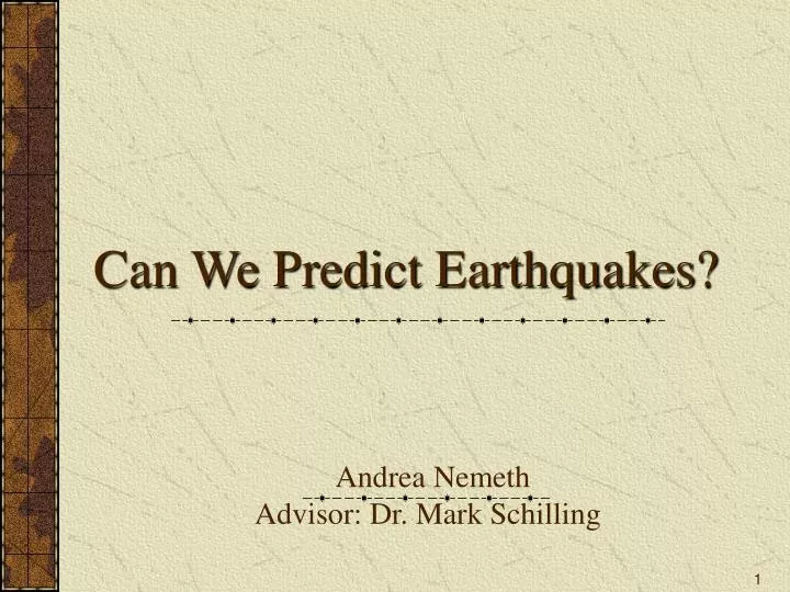 can we predict earthquakes