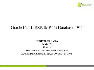 Oracle FULL EXP/IMP 11i Database - 911