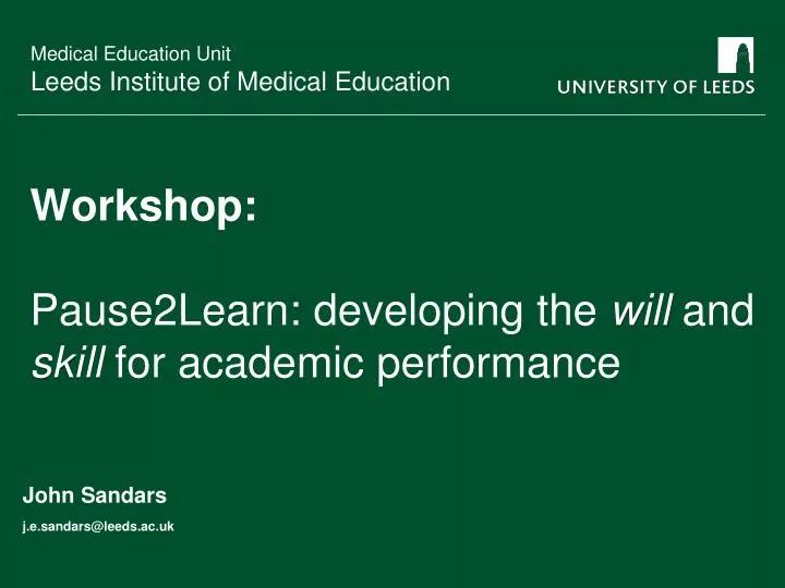 workshop pause2learn developing the will and skill for academic performance