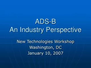 ADS-B An Industry Perspective