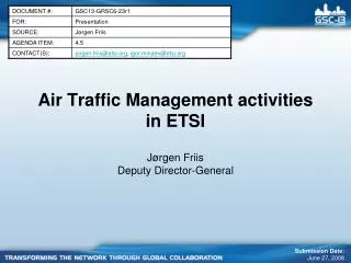Air Traffic Management activities in ETSI