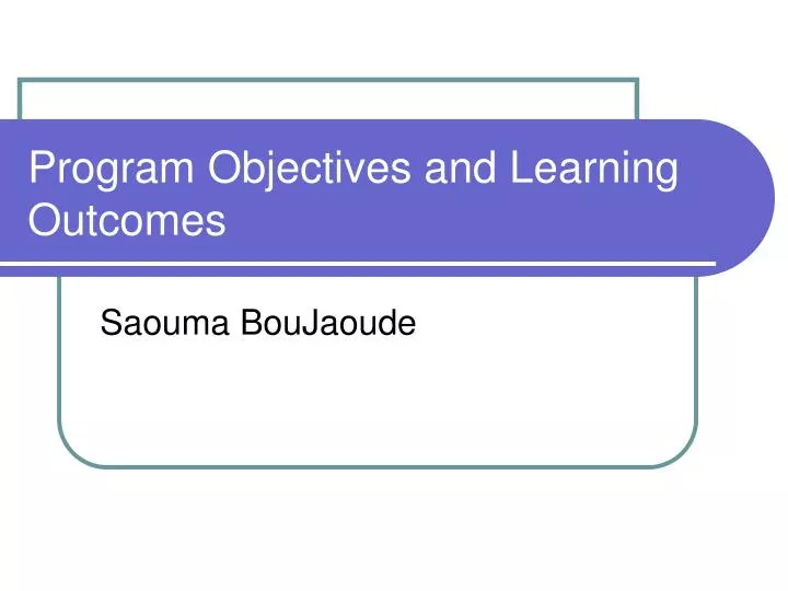program objectives and learning outcomes