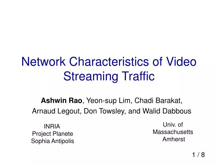 network characteristics of video streaming traffic