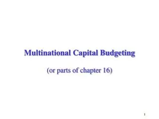 Multinational Capital Budgeting (or parts of chapter 16)