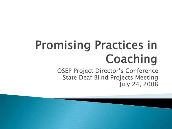 promising practices in coaching