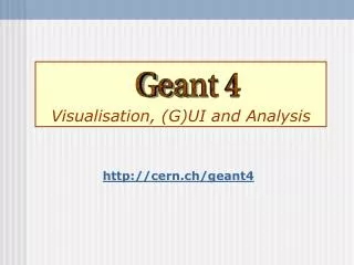 Visualisation, (G)UI and Analysis