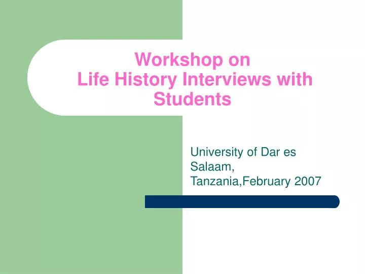 workshop on life history interviews with students