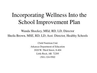Incorporating Wellness Into the School Improvement Plan