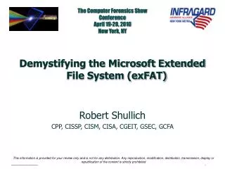 The Computer Forensics Show Conference April 19-20, 2010 New York, NY