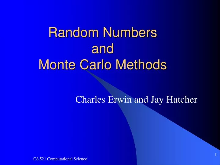 random numbers and monte carlo methods