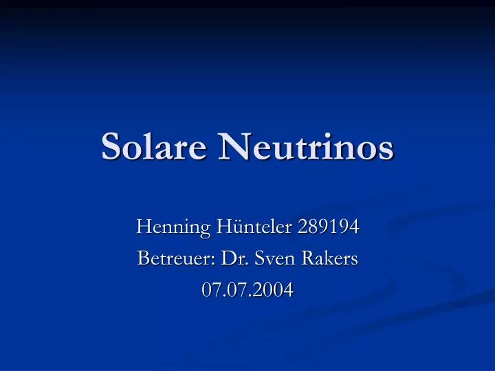 solare neutrinos