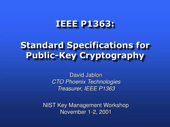ieee p1363 standard specifications for public key cryptography
