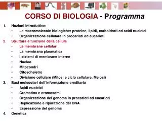corso di biologia p rogramma