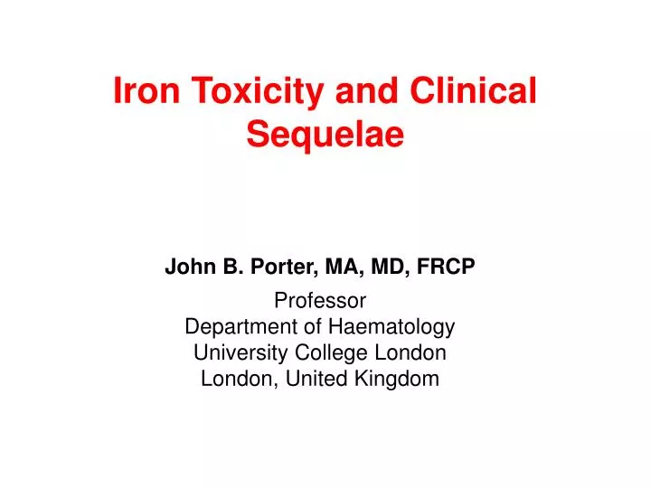 iron toxicity and clinical sequelae