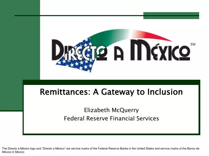 remittances a gateway to inclusion elizabeth mcquerry federal reserve financial services