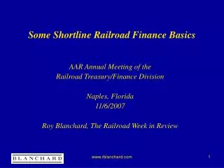 Some Shortline Railroad Finance Basics