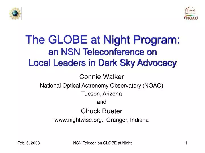 the globe at night program an nsn teleconference on local leaders in dark sky advocacy