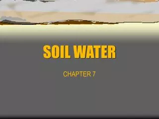 SOIL WATER