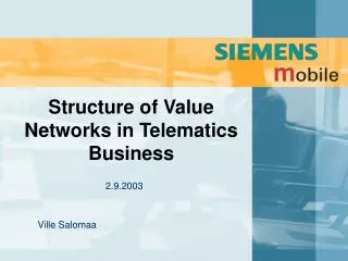 Structure of Value Networks in Telematics Business