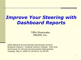 Improve Your Steering with Dashboard Reports