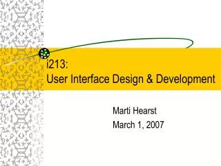 i213: User Interface Design &amp; Development
