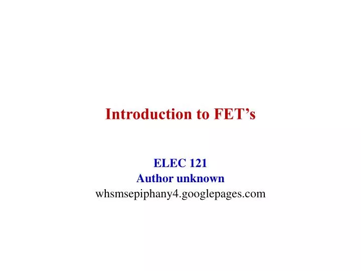 introduction to fet s