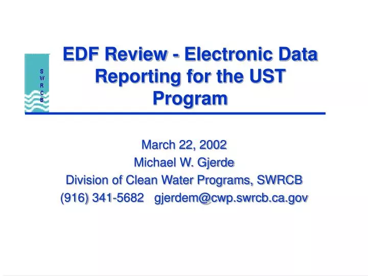 edf review electronic data reporting for the ust program