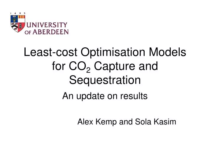 least cost optimisation models for co 2 capture and sequestration