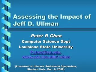 Assessing the Impact of Jeff D. Ullman