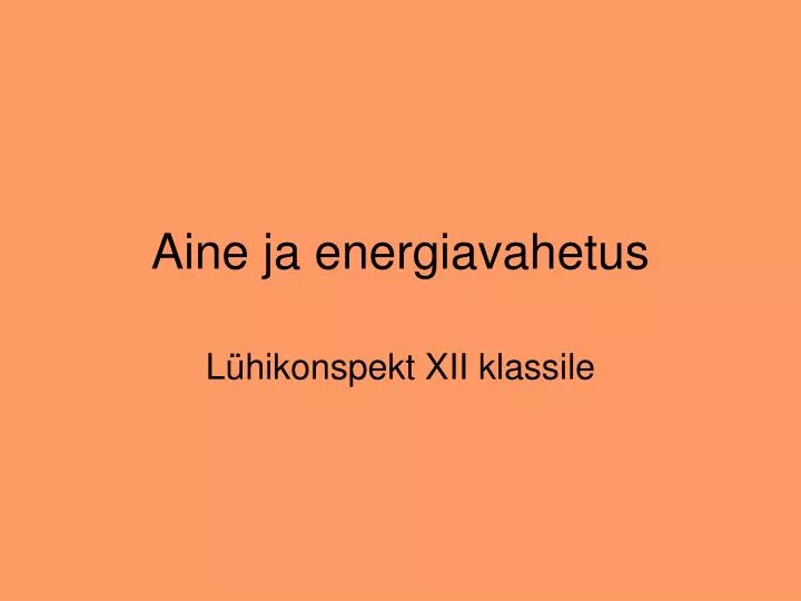 aine ja energiavahetus