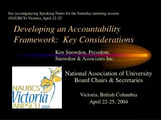 Developing an Accountability Framework: Key Considerations