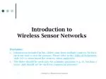 Introduction to Wireless Sensor Networks - slide 1