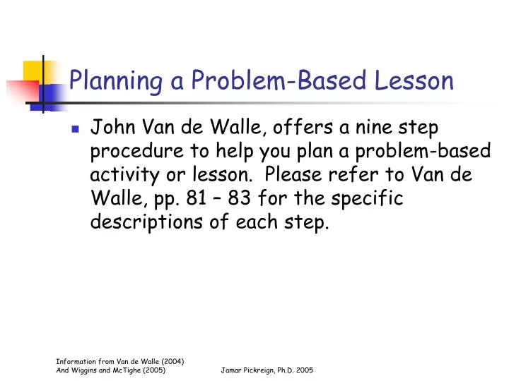 planning a problem based lesson