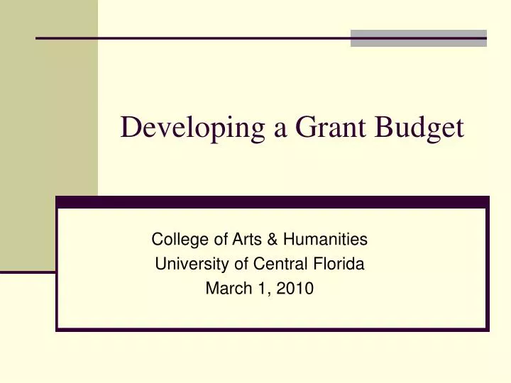developing a grant budget